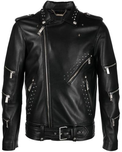 John Richmond Studded Leather Jacket - Black