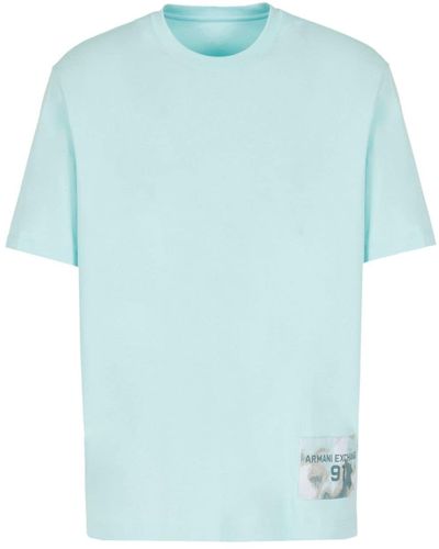 Armani Exchange T-shirt Met Logopatch - Blauw