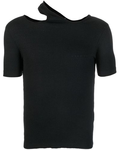 Y. Project Camiseta de canalé con aberturas - Negro