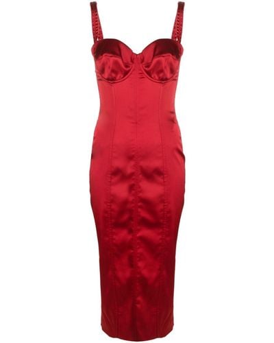 Dolce & Gabbana Sweetheart-neck Corset-style Midi Dress - Red