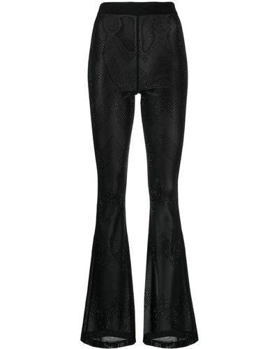 Cynthia Rowley Amelia Crystal-embellished Mesh Trousers - Black