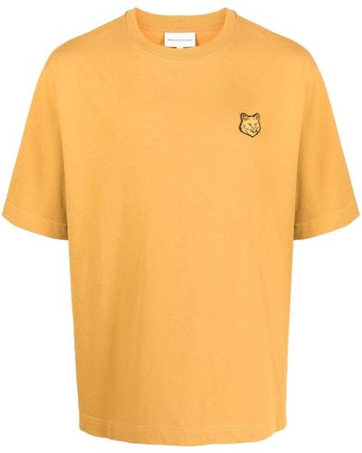 Maison Kitsuné T-shirt en coton à patch logo - Jaune
