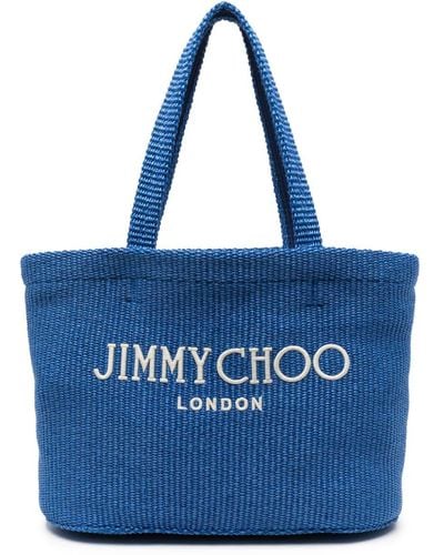 Jimmy Choo Beach Handtasche aus Bast - Blau