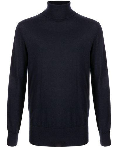 N.Peal Cashmere Fine Knit Roll Neck Sweater - Blue