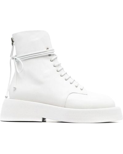 Marsèll Zip-back Leather Ankle Boots - White