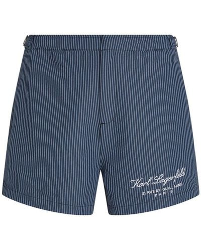 Karl Lagerfeld Hotel Karl Striped Swim Shorts - Blue