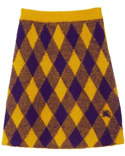 Burberry Argyle Wool Mini Skirt - Women's - Wool - Blue