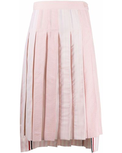 Thom Browne Rwb Stripe Pleated Skirt - Pink