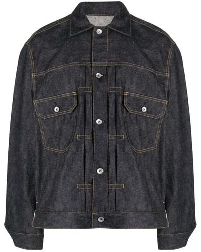 Sacai Contrast-stitching Denim Jacket - Black