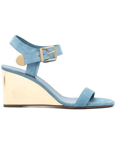 Chloé Rebecca 70mm Wedge Sandals - Blue