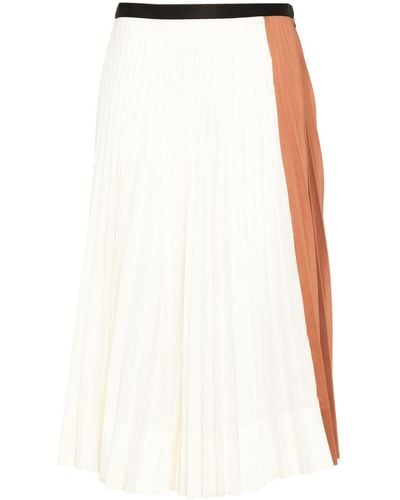 Plan C High-waist Pleated Skirt - White