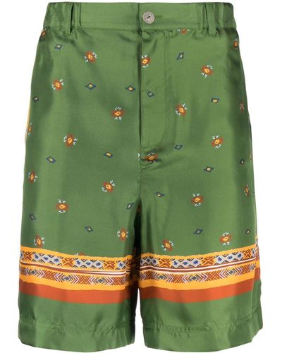 Nick Fouquet Shorts aus Seide mit Print - Grün