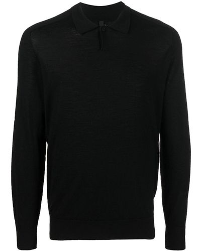Transit Long-sleeve Knitted Polo Shirt - Black