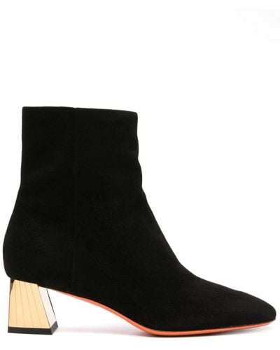 Santoni 55mm Square-toe Suede Ankle Boots - Black