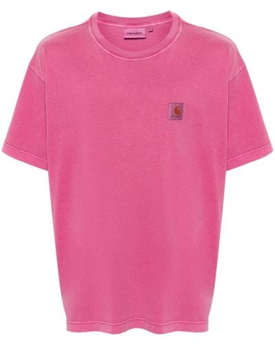 Carhartt Nelson Logo-patch Cotton T-shirt - Pink