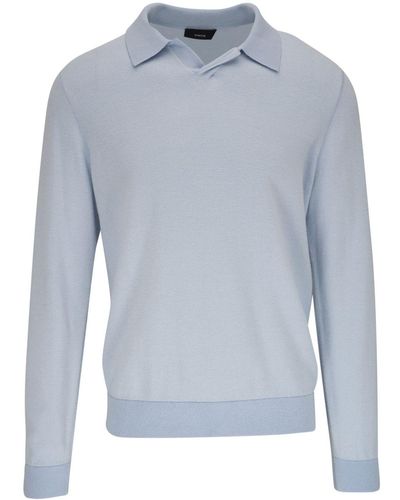 Vince Wool-blend Polo Shirt - Blue