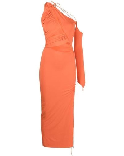 MANURI Asymmetric Midi Dress - Orange