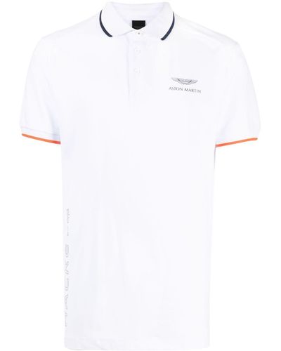 Hackett Amr Logo-print Stretch-cotton Polo Shirt - White