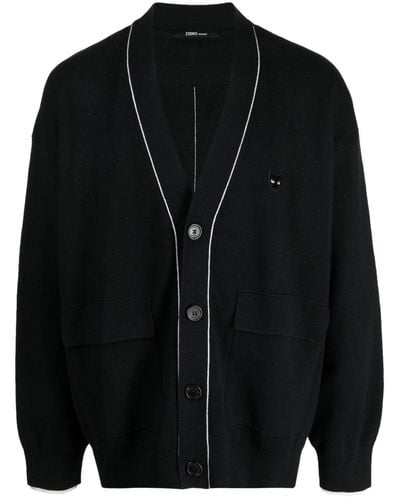 ZZERO BY SONGZIO Trace Panther V-neck Cardigan - Black