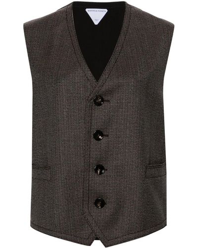 Bottega Veneta Gilet Met Pied-de-poule Print - Zwart