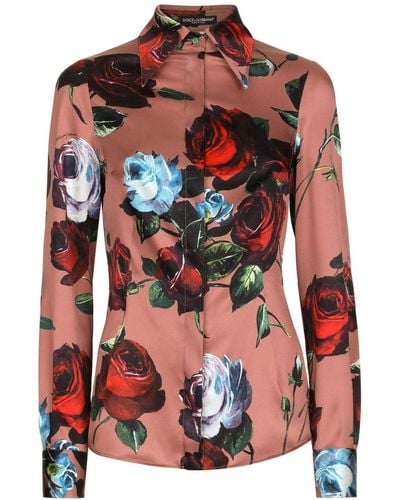Dolce & Gabbana Camiseta con estampado floral - Rojo