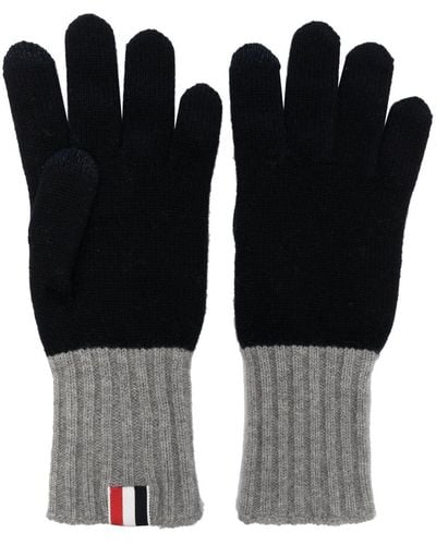 Thom Browne Rwb-stripe Wool Gloves - Black