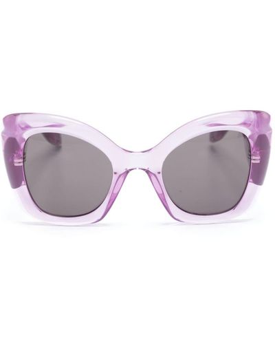 Alexander McQueen Logo-engraved butterfly-frame sunglasses - Viola