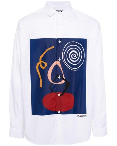 Jacquemus La Simon Graphic-print Cotton Shirt - Blue
