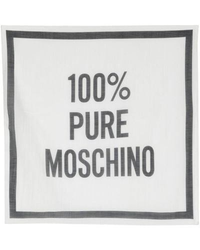 Moschino Slogan-print Square Scarf - Gray