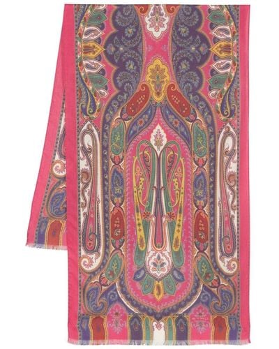 Etro Paisley-print Cashmere-silk Blend Scarf - Pink