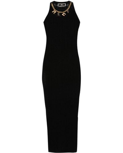 Elisabetta Franchi Chain-detail Knitted Dress - Black
