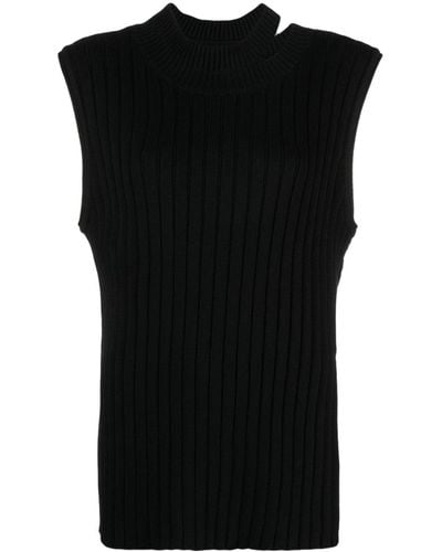 St. Agni Cut-out Ribbed-knit Top - Black