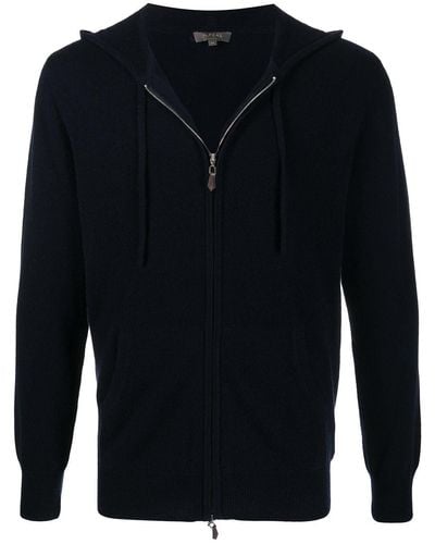 N.Peal Cashmere Zipped Cashmere Hoodie - Blue