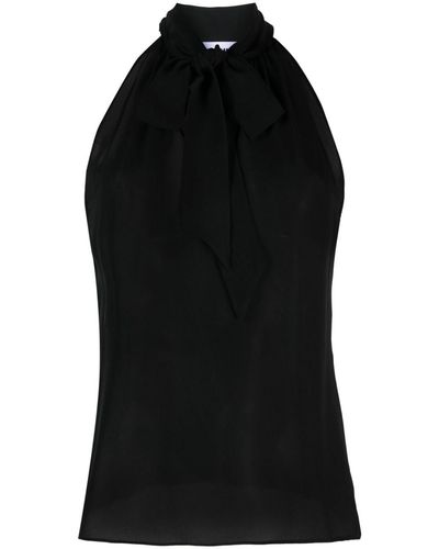 Moschino Halterneck Sleeveless Silk Top - Black