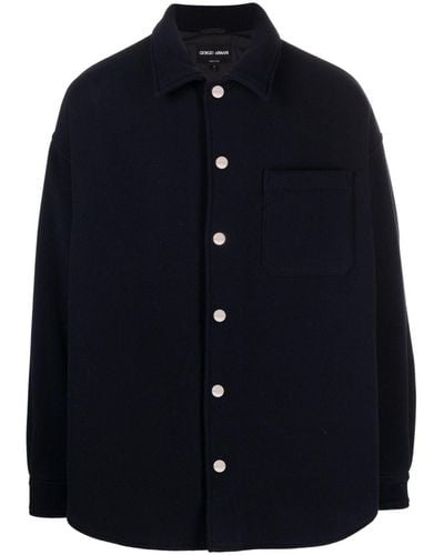 Giorgio Armani Felted Virgin Wool Shirt Jacket - Blue