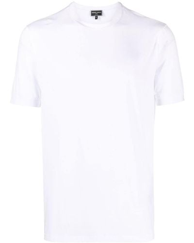 Giorgio Armani Camiseta lisa con cuello redondo - Blanco