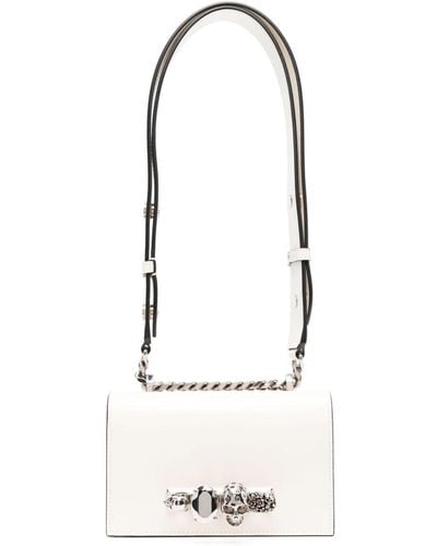 Alexander McQueen Bolso satchel Jewelled mini - Blanco