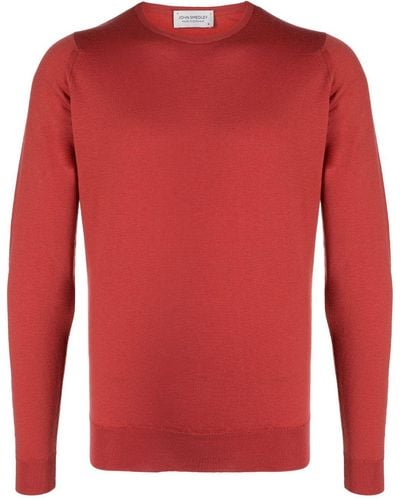 John Smedley Lundy Crew-neck Cotton Sweatshirt - Red