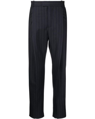 Alexander McQueen Pinstripe Pleat-detail Tailored Trousers - Blue