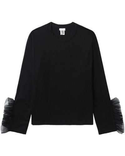Noir Kei Ninomiya T-shirt à empiècement en tulle - Noir
