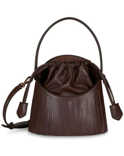 Etro Saturno Fringed Leather Mini Bag - Brown