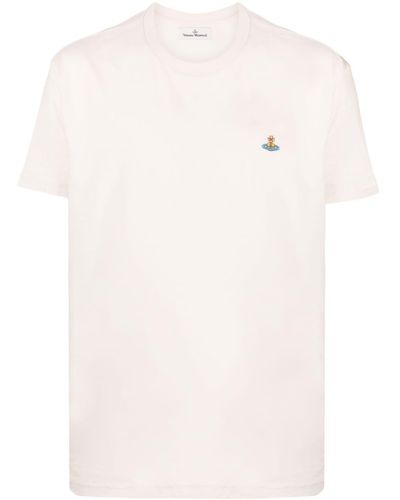 Vivienne Westwood T-shirt en coton à logo Orb brodé - Neutre