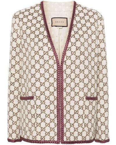 Gucci GG Gecontroleerde Tweed Jacket - Bruin