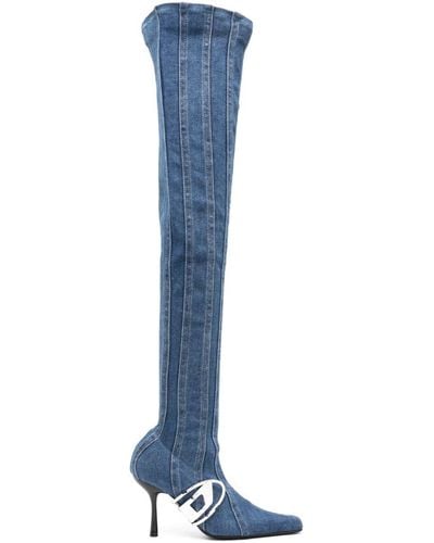 DIESEL Bottes en jean à logo D-Eclipse 100 mm - Bleu