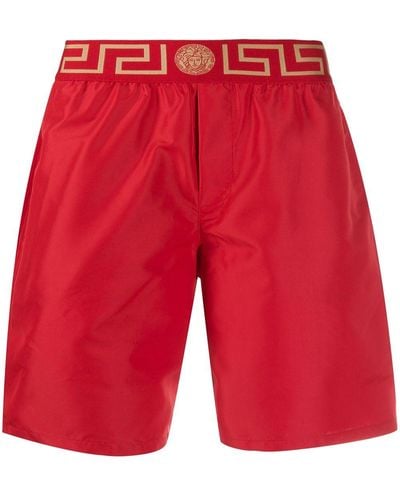 Versace Badeshorts mit Greca-Bund - Rot