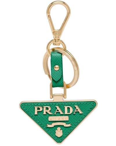 Prada Logo-plaque Clasp-fastening Keyring - Green