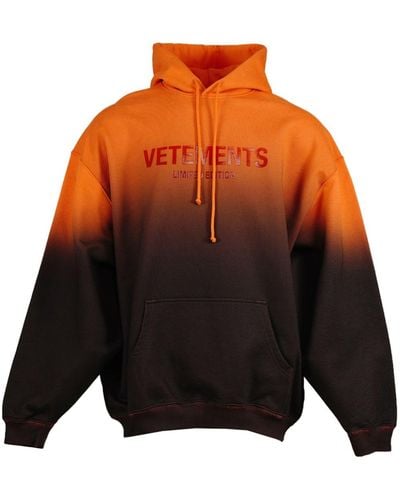 Vetements Logo-print Gradient-effect Hoodie - Orange