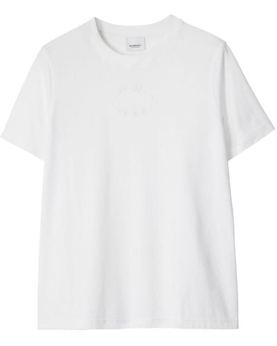 Burberry Camiseta con logo bordado - Blanco