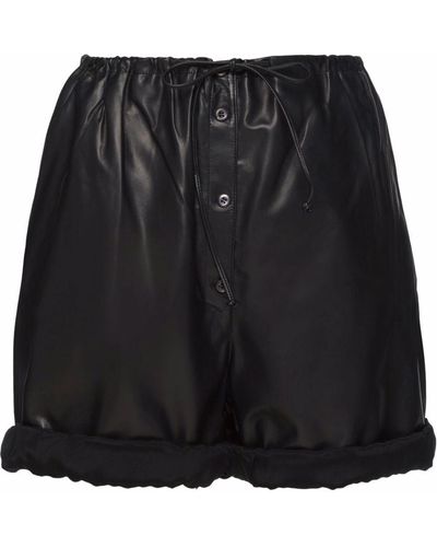 Prada High-waisted Leather Shorts - Black