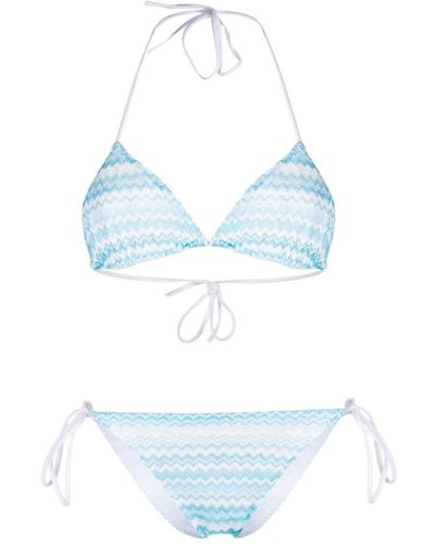 Missoni Bikini con motivo en zigzag - Azul